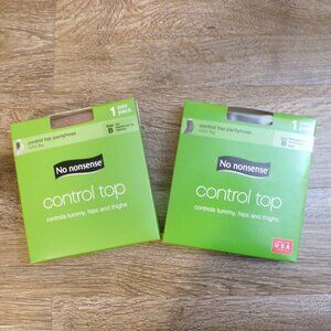No nonsense Women's NWT Control Top Pantyhose Nylon Leg TAN & BLACK Size B